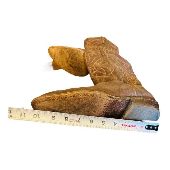 Frye Billy stitch cowgirl western boots brown with orange stitching design sz 9 - Picture 13 of 16